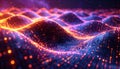 Abstract Digital Waveform of Glowing Particles in Neon Light Royalty Free Stock Photo