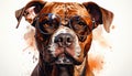 Brown pitbull portrait and thinking and sunglasses illustration drawing illustration Royalty Free Stock Photo