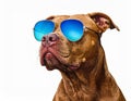 Brown pitbull portrait and thinking and sunglasses illustration drawing illustration Royalty Free Stock Photo