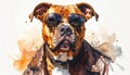 Brown pitbull portrait and thinking and sunglasses illustration drawing illustration Royalty Free Stock Photo