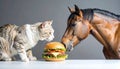 Horse, Burger, Cat Royalty Free Stock Photo