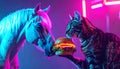 Cat, Horse, Hamburger Royalty Free Stock Photo