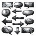 Hand-Drawn Speech Bubbles and Arrows Collection Royalty Free Stock Photo