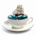 Sailing Ship in a Teacup Storm Royalty Free Stock Photo