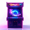 Retro Arcade Machine with Futuristic Game Display Royalty Free Stock Photo