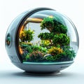 Futuristic Biome: Indoor Garden in a Spherical Habitat Royalty Free Stock Photo
