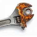 Rusty Wrench Gripping a Nut Royalty Free Stock Photo