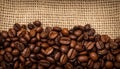 Coffee bean background. Coffee beans background on burlap Royalty Free Stock Photo