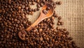 Coffee bean background. Coffee beans background on burlap Royalty Free Stock Photo