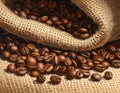 Coffee bean background. Coffee beans background on burlap Royalty Free Stock Photo