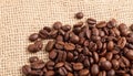 Coffee bean background. Coffee beans background on burlap Royalty Free Stock Photo
