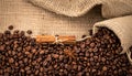 Coffee bean background. Coffee beans background on burlap Royalty Free Stock Photo