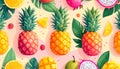 Tropical Fruit Pattern Illustration Royalty Free Stock Photo