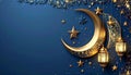 Ramadan Night Sky with Ornate Crescent Moons and Stars Royalty Free Stock Photo