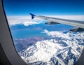 Window View of United Express Wing over Salt Lake Royalty Free Stock Photo