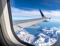 Window View of United Express Wing over Salt Lake Royalty Free Stock Photo