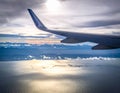 Window View of United Express Wing over Salt Lake Royalty Free Stock Photo