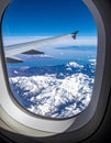 Window View of United Express Wing over Salt Lake Royalty Free Stock Photo