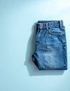 Minimal Flat Lay with Single Denim in Soft Natural Light Royalty Free Stock Photo