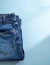 Minimal Flat Lay with Single Denim in Soft Natural Light Royalty Free Stock Photo
