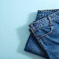 Minimal Flat Lay with Single Denim in Soft Natural Light Royalty Free Stock Photo