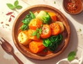 Vibrant Vegetable Medley in Sauce Royalty Free Stock Photo