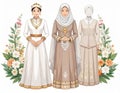 Elegant Muslim Wedding Dresses Illustration Royalty Free Stock Photo