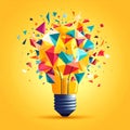 Bursting Colorful Geometric Lightbulb Innovation Royalty Free Stock Photo