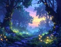 Enchanted Twilight Forest Path Royalty Free Stock Photo