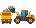 Construction Site: Loader Filling Dump Truck Royalty Free Stock Photo
