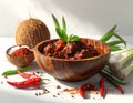 Spicy Asian Meat Rendang with Coconut and Fresh Chilies Royalty Free Stock Photo