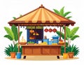 Vibrant Tropical Street Food Stall Illustration Royalty Free Stock Photo