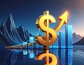 3D Rendering The dollar sign integrated into the graph represents the financial return Royalty Free Stock Photo