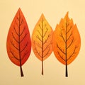 Bright and simple autumn leaves in warm colors. Solid cartoon leaves for seasonal des Royalty Free Stock Photo
