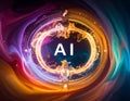 Abstract Circle with AI Text Logo for Futuristic, representing Artificial Intelligenc Royalty Free Stock Photo