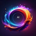 Abstract Circle with AI Text Logo for Futuristic, representing Artificial Intelligenc Royalty Free Stock Photo