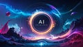 Abstract Circle with AI Text Logo for Futuristic, representing Artificial Intelligenc Royalty Free Stock Photo