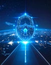 Cybersecurity protects against breaches, hackers and network attacks by using strong Royalty Free Stock Photo
