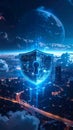 Cybersecurity protects against breaches, hackers and network attacks by using strong Royalty Free Stock Photo