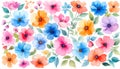 Delicate watercolor flowers are flawless patterns filled with vibrant colors Royalty Free Stock Photo