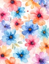 Delicate watercolor flowers are flawless patterns filled with vibrant colors Royalty Free Stock Photo