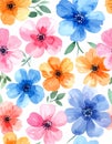 Delicate watercolor flowers are flawless patterns filled with vibrant colors Royalty Free Stock Photo