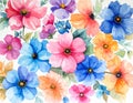 Delicate watercolor flowers are flawless patterns filled with vibrant colors Royalty Free Stock Photo