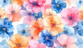Delicate watercolor flowers are flawless patterns filled with vibrant colors Royalty Free Stock Photo