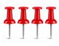 3d red pin. Plastic matching push pins, point markers, needle and round-headed fasten Royalty Free Stock Photo