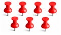 3d red pin. Plastic matching push pins, point markers, needle and round-headed fasten Royalty Free Stock Photo