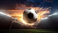 The football is flying. Football logo. Royalty Free Stock Photo
