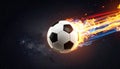 The football is flying. Football logo. Royalty Free Stock Photo