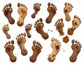 Collection of Stylized Dirty Footprints Illustration Royalty Free Stock Photo