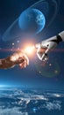 Futuristic Concept of Human and AI Collaboration- Visualization of Humanoid Robots Royalty Free Stock Photo
